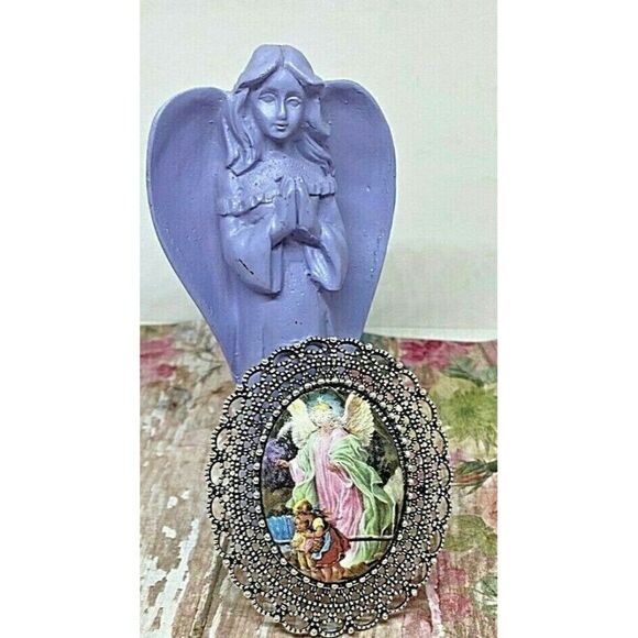 Guardian Angel Jewelry Porcelain Brooch Necklace - Picture 5 of 10